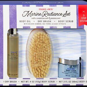 NEW Trader Joe's Marine Radiance Set Body Oil Dry Brush Body Scrub 2025 NEW BOX